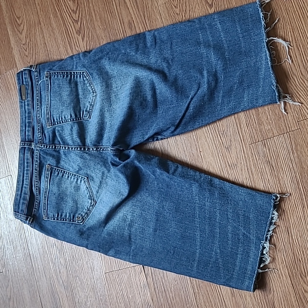 Kut From The Kloth Kick Flare Capri Dark Blue Jean Stretch Womens Size 10 - Picture 8 of 14